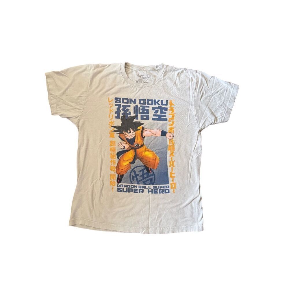 Dragon Ball Z mens Large cream anime t-shirt short sleeve  100 cotton